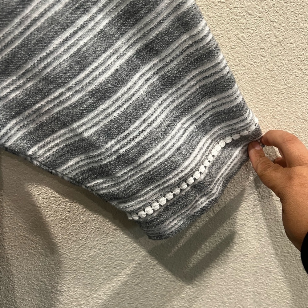 Talbots Gray and White Striped Sweatshirt - Picture 2 of 7
